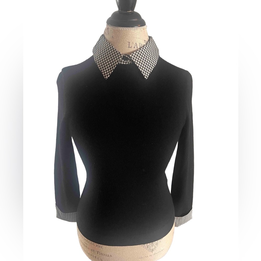 Alice + Olivia Porla Houndstooth Collared Sweater - Picture 3 of 4